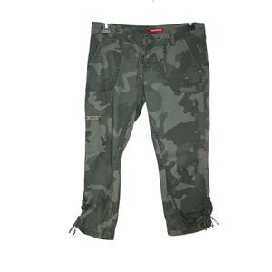 Vintage 00s Y2K Unionbay 9 Camo Print Capri Cargo Pants‎ Low Rise 100% Cotton